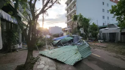 Debris sits on a road in Gai Lai, Vietnam, on Friday, Nov. 7, 2025 after Typhoon Kalmaegi lashed the country with fierce winds and torrential rains. (Sy Thang/VNA via AP)