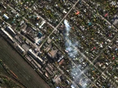 A satellite image shows smoke rising in a residential area amid Russia's attack on Ukraine, in the eastern Ukrainian city of Pokrovsk, Donetsk region, Ukraine, November 3, 2025. Satellite image ©2025 Vantor/Handout via REUTERS THIS IMAGE HAS BEEN SUPPLIED BY A THIRD PARTY. NO RESALES. NO ARCHIVES. MANDATORY CREDIT DO NOT OBSCURE LOGO