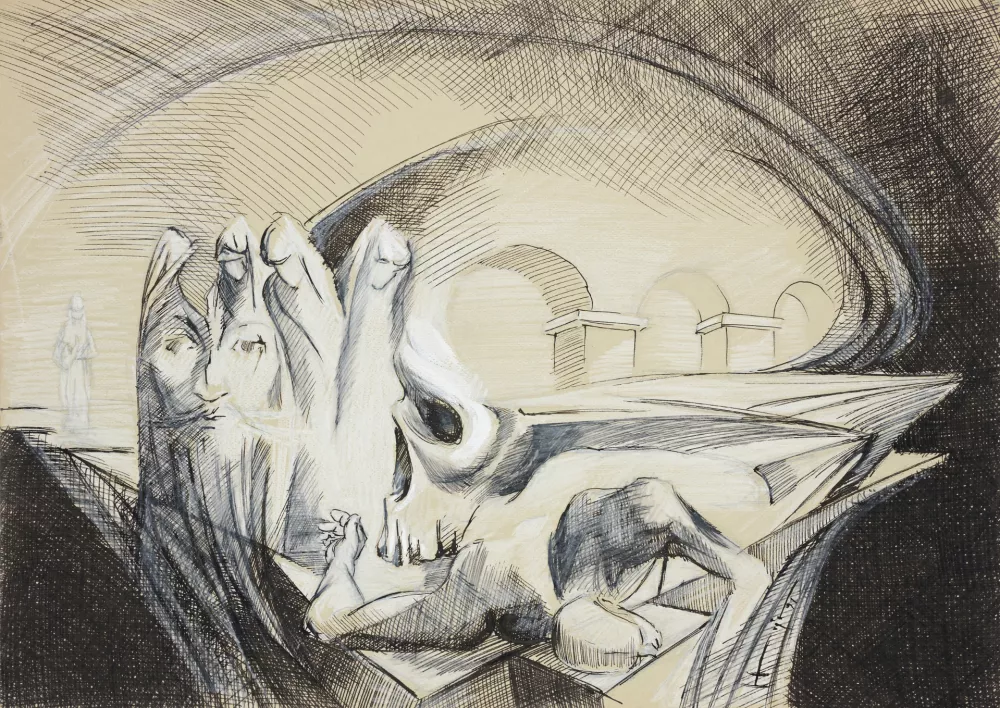 Umetnik, zazrt globoko vase