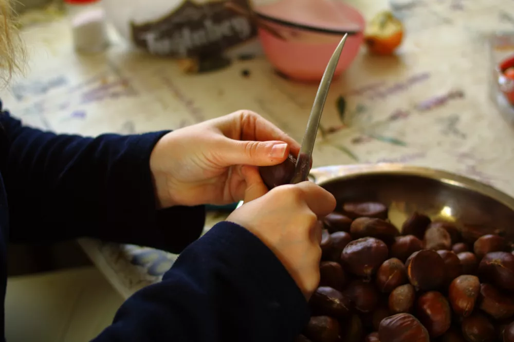 Rezanje kostanjev / Foto: Istock