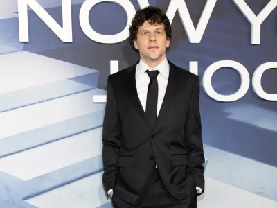 Jesse Eisenberg attends the world premiere of "Now You See Me: Now You Don't" at The Lighthouse Pier 61 on Monday, Nov. 10, 2025, in New York. (Photo by CJ Rivera/Invision/AP)