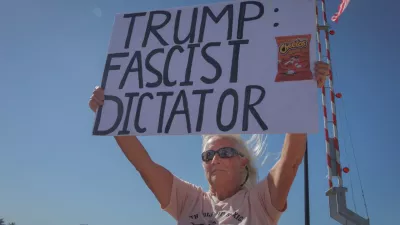 Over a thousand Venice residents in Florida stood in defiance at the No Kings protest, labeled by the Trump administration as the "Antifa" or "The Hate America" rally, on October 18, 2025. The non-violent protest, also known internationally as the No Dictators or No Tyrants protest takes a stand against the authoritarian policies of Donald Trump, his administration and corruption in his administration. (Photo by Erik McGregor/Sipa USA)