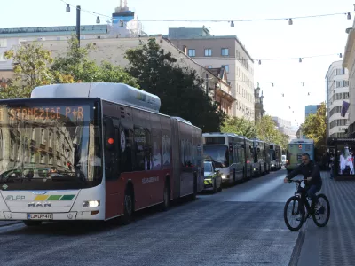 7.10.2025 - Gneča, zastoj, Slovenska cesta, Avtobusi LPPFoto: Luka Cjuha