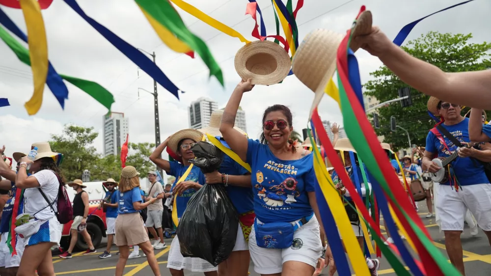 Activists participate in a climate protest during the COP30 U.N. Climate Summit, Saturday, Nov. 15, 2025, in Belem, Brazil. (AP Photo/Joshua A. Bickel)