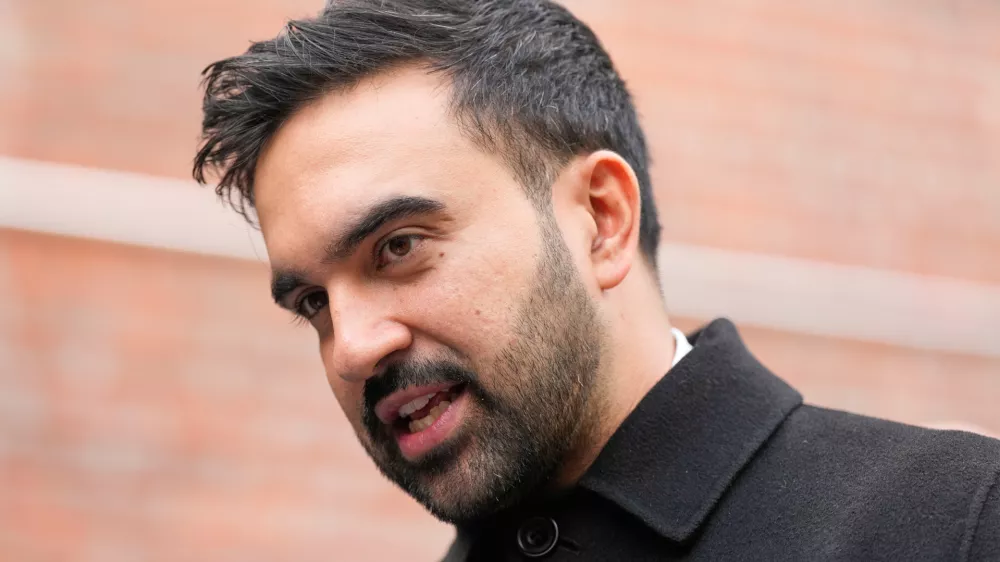 New York City mayor-elect Zohran Mamdani talks to reporters at a news conference in New York, Monday, Nov. 17, 2025. (AP Photo/Seth Wenig)