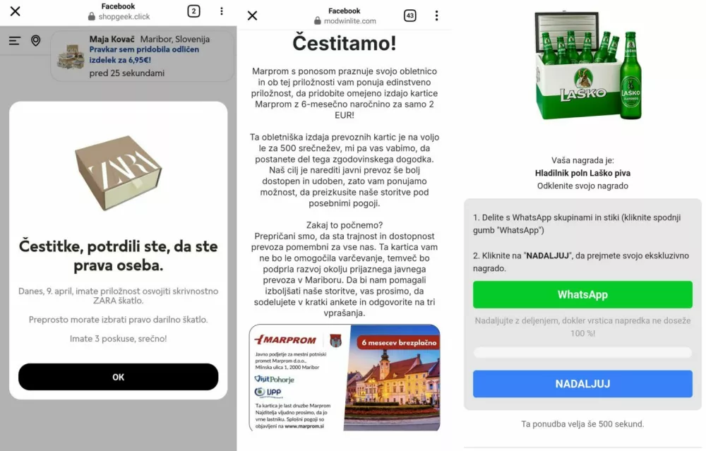 spletne prevare Foto: zajem zaslona