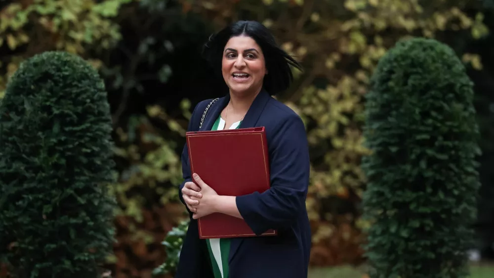 British Home Secretary Shabana Mahmood walks outside Downing Street, in London, Britain, November 18, 2025. REUTERS/Toby Melville
