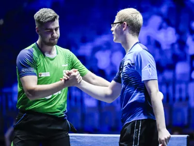 22.06.2025 - polfinale: Darko Jorgić VS Felix Lebrun, domači namiznoteniški turnir WTT Star Contender v Ljubljani FOTO: Nik Erik Neubauer
