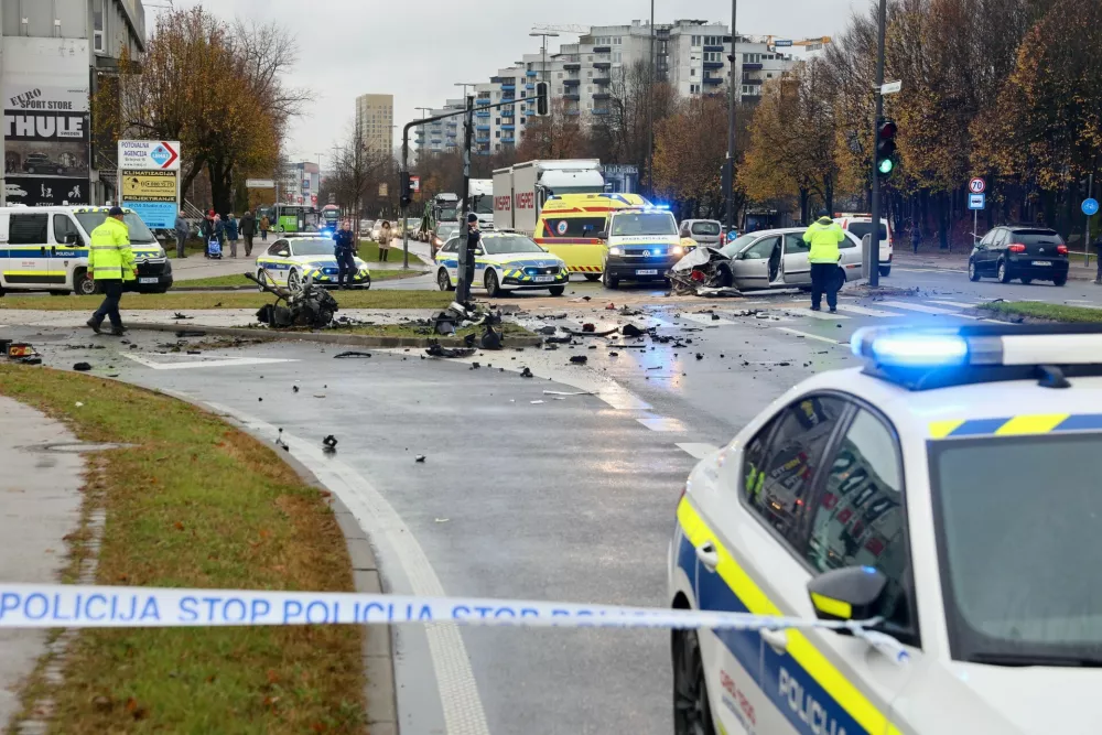 Nesreča Celovška cesta, 21. 11. 2025Foto: Jaka Gasar