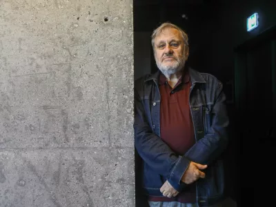 Slavoj Žižek4.11.2025 - predstavitev knjige Nebesa v razsulu Slavoja Žižka, ki je izšla pri Cankarjevi založbi, Foto: Luka Cjuha