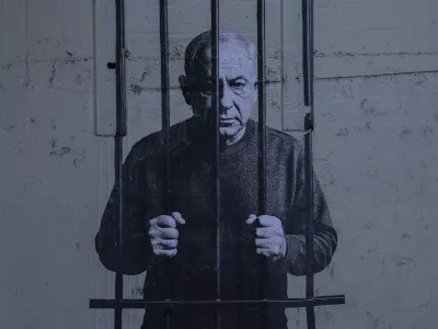 - 17.07.2025 - Benjamin Netanyahu - zapor, Gaza, Izrael, Palestina, genocid, grafit, Ljubljana//FOTO: Jaka Gasar