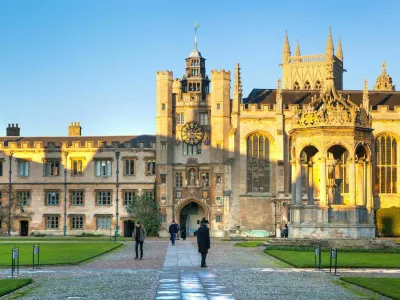 Cambridge, UK - January 18, 2015: Trinity college, inner yard (1546). 