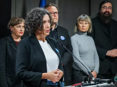 Ljubljana, DZ.Izjava zaveznistva Moje zivljenje, moja pravica ob zakljucku referendumske kampanje.Poslanka Svobode Tereza Novak.