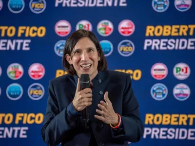 Democratic Party (PD) Secretary Elly Schlein speaks at a press conference in support of the new president of the Campania Region, Roberto Fico. (Photo by Pasquale Gargano/Kontrolab / ipa-agency.net/IPA/Sipa USA)No Use United Kingdom. No Use Italy.