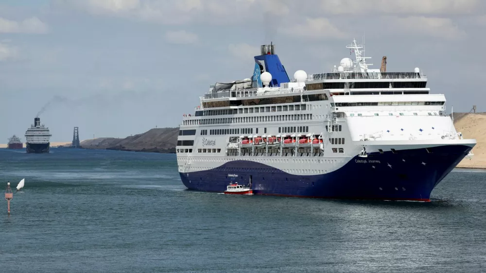 A Celestyal cruise ship passes through the Suez Canal, Egypt, November 25, 2025. REUTERS/Mohamed Abd El Ghany