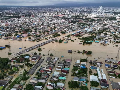 A drone view shows a flooded area in Hat Yai district, affected by heavy rainfall which has impacted 10 provinces in southern Thailand and has killed several people, in Songkhla province, Thailand, November 25, 2025. REUTERS/Weerapong Narongkul