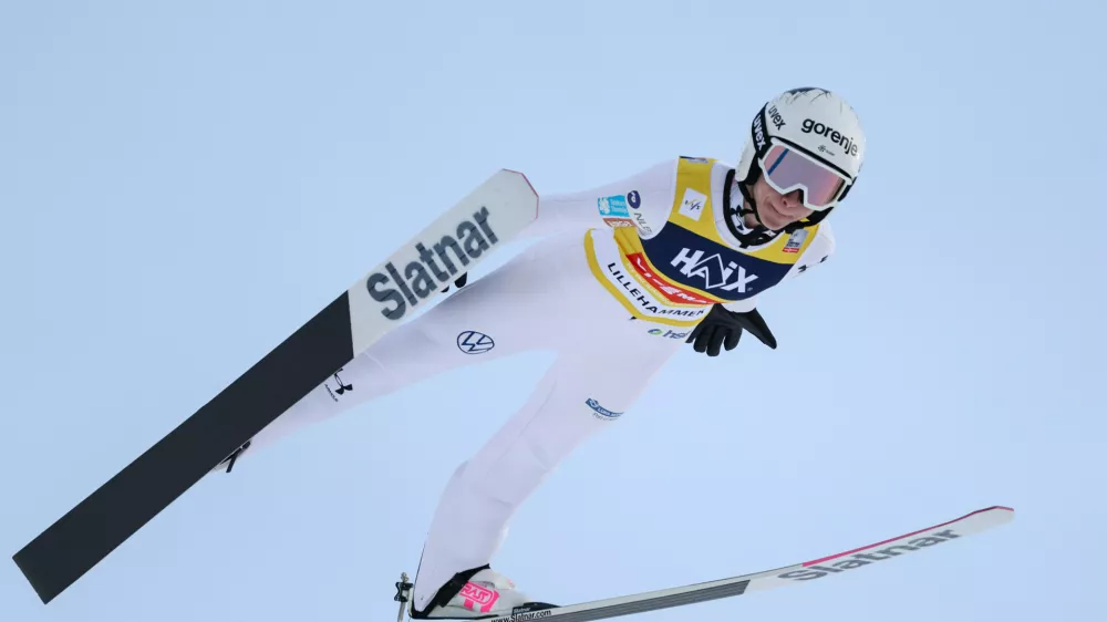 Slovenia's Nika Prevc competes in the 1st round of the women's world cup ski jumping in Lillehammer, Norway, Saturday Nov. 22, 2025. (Geir Olsen/NTB Scanpix via AP)