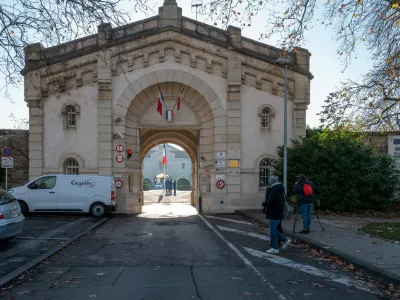 The entrance of Dijon Prison, where two inmates escaped during the night of November 26 to 27, 2025, after sawing through the bars of their cell.The escapees are a 19-year-old man held in pre-trial detention since October 2024, and a 32-year-old man incarcerated since April 2023.Dijon, France, November 27, 2025//KONRADK_konrad-001/Credit:KONRAD K./SIPA/2511271431,Image: 1054948478, License: Rights-managed, Restrictions:, Model Release: no