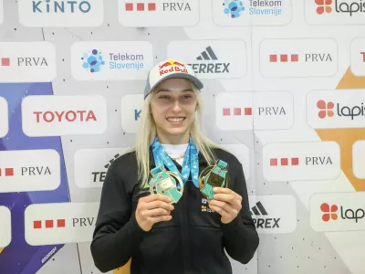 Janja Garnbret2.10.2025 - planinska zveza - športno plezanje - tiskovna konferenca po svetovnem prvenstvuFoto: Luka Cjuha