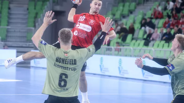 Tarik Mlivić- 02.12.2025 - rokomet - evropski pokal v rokometu med LL Grosist Slovan: Skanderborg//FOTO: Jaka Gasar