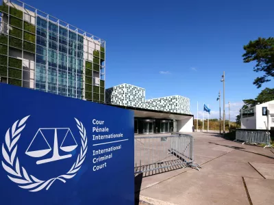 FILE PHOTO: The exterior of the International Criminal Court is seen in The Hague, Netherlands, September 22, 2025. REUTERS/Piroschka van de Wouw/File Photo