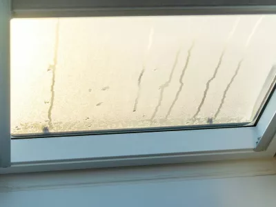 Bavaria, Germany - November 16, 2025: A fogged-up skylight on a cold winter day. Moisture and condensation collect on the pane, revealing typical problems associated with cold temperatures, high humidity, and poor insulation in the interior. *** Beschlagenes Dachfenster an einem kalten Wintertag. Feuchtigkeit und Kondensation sammeln sich auf der Scheibe und zeigen typische Probleme bei Kälte, hoher Luftfeuchtigkeit und schlechter Dämmung im Innenraum.,Image: 1052737436, License: Rights-managed, Restrictions: imago is entitled to issue a simple usage license at the time of provision. Personality and trademark rights as well as copyright laws regarding art-works shown must be observed. Commercial use at your own risk., Model Release: no
