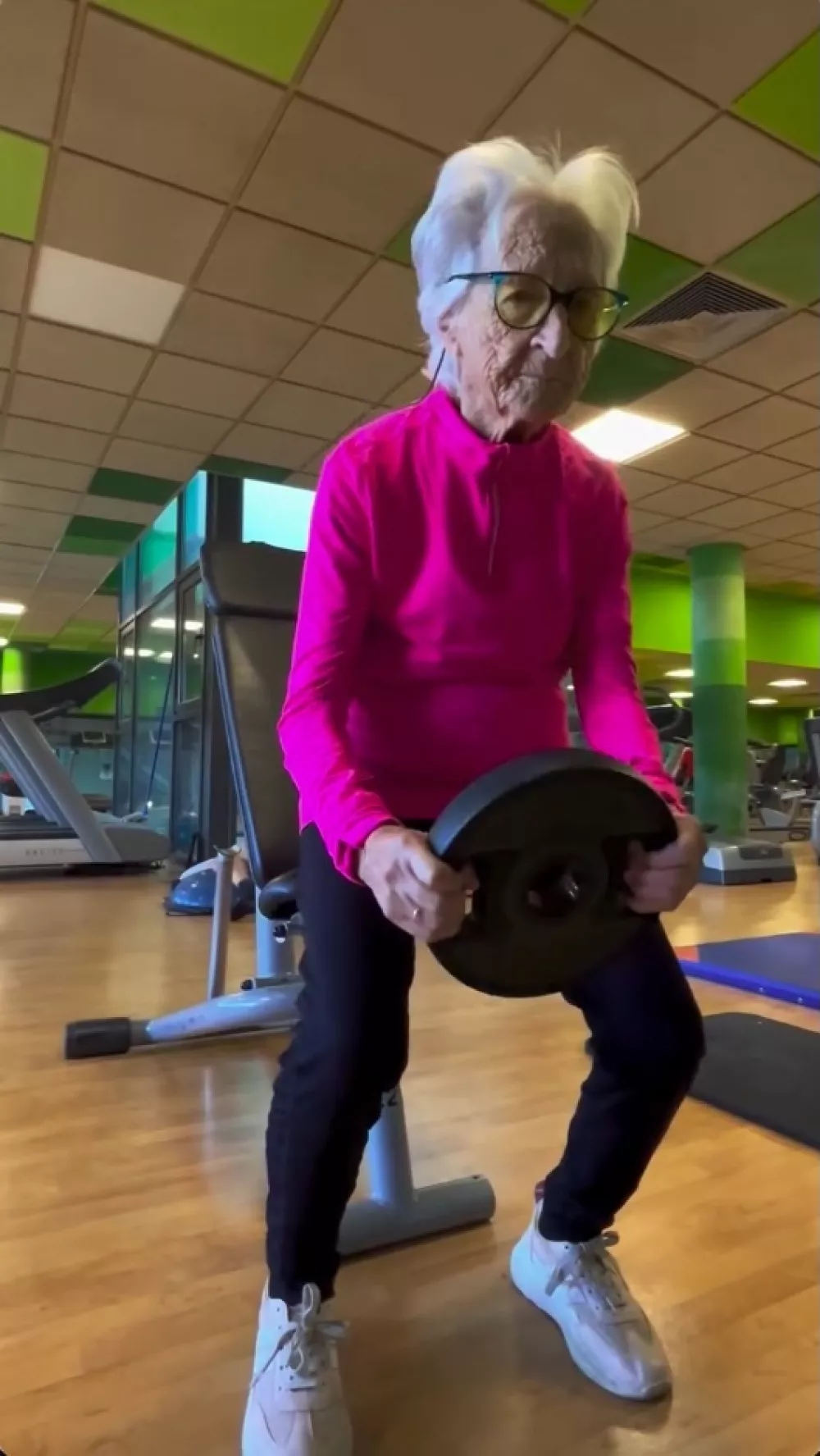 Story from Jam Press (Centenarian Bodybuilder)Pictured: A video grab of Ińaxi training at the gym.'I'm a bodybuilder at 101, I hit the gym for 2 hours a day, here are the secrets to my longevity'A bodybuilding centenarian who hits the gym for two hours a day has revealed the secrets to her longevity.Ińaxi Lasa said she "would rather be the oldest person in the gym than the youngest at the nursing home."She survived World War II, breast cancer, two hip fractures, an operation for glaucoma and macular degeneration, and hospitalisation for Covid-19 at 98 years of age."And every day I fight osteoarthritis," she said.Now, 101 years old, she is considered an inspiration for her 130,000 followers on TikTok and Instagram.The centenarian never misses a day of exercise, and she often goes with her son, Ińaki, 63.Ińaxi, who comes from the town of Beasain near Bilbao, Spain, started training when her caregiver suffered an injury and gave her her gym membership card.She told What's The Jam: "I started going to the gym when I was 94, but I was already very active before that."I used a stationary bike and walked a lot, but they encouraged me to go to the gym and, honestly, it's been the best thing I've done in recent years."Now in winter, I get up at 8am and go for a walk, if it's not raining."Then I go to the gym with my son."We spend two hours doing strength training; we don't do cardio at the gym."Strength training makes me feel alive, and it's also very good for my mind."At first, I had two personal trainers, but now that I've learned the exercises, I can do them on my own."And as my eyesight isn't great, my son helps me."Exercise is the best thing an elderly person can do for their health."She added: "And it's the best medicine for longevity."Ińaxi also enjoys a diet of fresh veg and poultry produced in the local area.And she attributes olive oil and vegetables for helping her reach 101 candles.The elderly fitness influencer said: "We live in the countryside and have plenty of fruits and vegetables."And we eat white meat, although we used to eat beef."But we hardly eat any flour or sugar."Any food to live longer? I'd say olive oil and vegetables."Being active is the best, but diet is also important."After becoming an online sensation, Ińaxi said social media has helped to "empower" senior citizens like her.With the help of her son, she quickly racked up 112,000 TikTok fans "almost by accident".Ińaxi said: "We started messing about on social media like a game."We have a good time recording them, but we didn't think anyone would pay attention to us."Social media serves to empower older people and give visibility to a community that has been hit hard by life."Ińaxi, who worked in farming, added: "I really like that I'm an example for other people."At least that's what they tell me when they write to me."Despite her ripe old age, Ińaxi doesn't have any grandchildren.She said: "I was born in 1924 in a farmhouse in the Basque Country."I was the third of five sisters; my father died when I was eight years old."I got married quite late at 34. My husband's name was Gregorio, and we had one son, who is single and available."I don't have any grandchildren."Gregorio and I worked in the fields for many years."Ińaxi also wanted to pass on a message to younger generations."The important thing is to have a goal, no matter what it is, no matter how small," she said."You have to have motivation to get out of bed and to do things, and for all that, you need to be somewhat functional."The gym and exercise will help with all of that."Life is a constant fight, and you have to keep fighting with determination."You have to fight and never give up, become strong in the face of adversity, and never give up."See the solutions before the problems arise, although sometimes it's not easy."Many health experts also recommend that elderly people take up exercise to keep their bodies and minds in good shape.Dr David Ezpeleta, vice president of the Spanish Society of Neurology, said physical activity "improves cerebral vascularisation, helps form new neuronal connections."He said it "and is associated with healthier brain ageing, delaying the onset of symptoms of neurodegenerative diseases."Coral Sanfeliu, researcher at the Spanish National Research Council, said: "Population studies show that exercise reduces all-cause mortality in adults aged 50 to 70."ENDSEDITOR'S NOTE: Video Usage Licence: (NON-EXCLUSIVE) We have obtained a non-exclusive licence from the copyright holder. A copy of the licence is available on request.Video Restrictions: None.,Image: 1054914274, License: Rights-managed, Restrictions: EDITOR'S NOTE: Video Usage Licence: (NON-EXCLUSIVE) We have obtained a non-exclusive licence from the copyright holder. A copy of the licence is available on request.Video Restrictions: None., Model Release: no