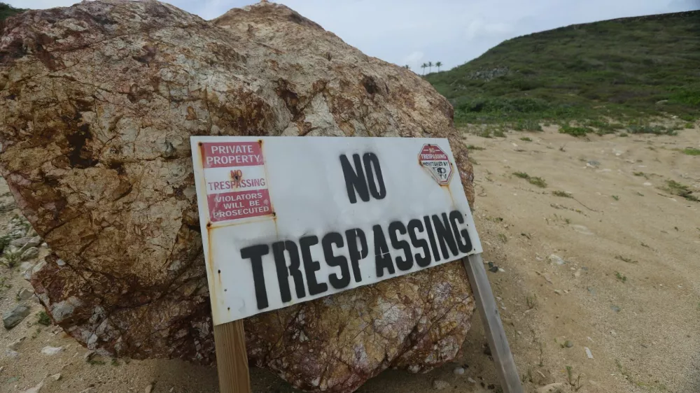 A handout photograph shows a sign described to be at the property on Little St. James, once owned by the late financier and convicted sex offender Jeffrey Epstein, released by Democrats on the House Oversight Committee in Washington, D.C., U.S., on December 3, 2025. House Oversight Committee Democrats/Handout via REUTERS THIS IMAGE HAS BEEN PROVIDED BY A THIRD PARTY
