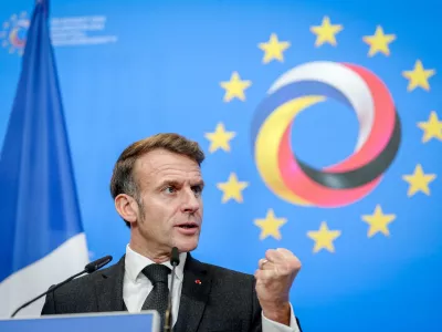 FILED - 18 November 2025, Berlin: French President Emmanuel Macron gives a press conference at the European Digital Sovereignty Summit at the Euref Campus. French President Emmanuel Macron is hopeful that China will join his country's efforts to halt Russian attacks on critical Ukrainian infrastructure as soon as possible, he said during a visit to Beijing on Thursday. Photo: Kay Nietfeld/dpa