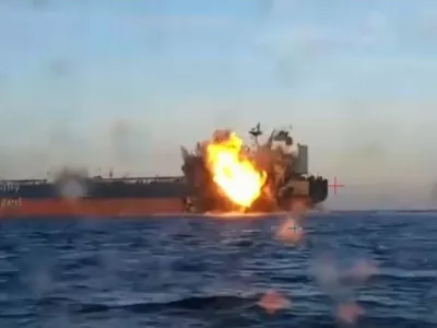 Ukraine's Security Service confirmed that they were behind attacks on two Putin's shadow fleet tankers which were hit by Sea Baby marine drones in the Black Sea.,Image: 1055782567, License: Rights-managed, Restrictions: ***HANDOUT image or SOCIAL MEDIA IMAGE or FILMSTILL for EDITORIAL USE ONLY! * Please note: Fees charged by Profimedia are for the Profimedia's services only, and do not, nor are they intended to, convey to the user any ownership of Copyright or License in the material. Profimedia does not claim any ownership including but not limited to Copyright or License in the attached material. By publishing this material you (the user) expressly agree to indemnify and to hold Profimedia and its directors, shareholders and employees harmless from any loss, claims, damages, demands, expenses (including legal fees), or any causes of action or allegation against Profimedia arising out of or connected in any way with publication of the material. Profimedia does not claim any copyright or license in the attached materials. Any downloading fees charged by Profimedia are for Profimedia's services only. * Handling Fee Only ***, Model Release: no