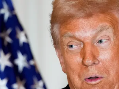 President Donald Trump speaks at a Kennedy Center Honors reception for recipients Sylvester Stallone, George Strait, Kiss, Gloria Gaynor and Michael Crawford at the State Department, Saturday, Dec. 6, 2025, in Washington. (AP Photo/Julia Demaree Nikhinson)