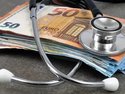 stethoscope with euro banknotes in close-up