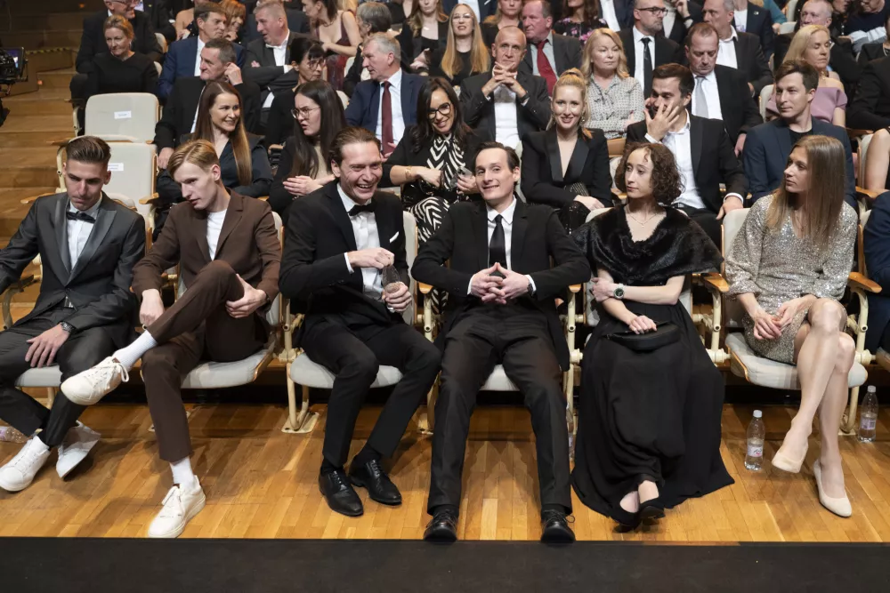 Timi ZajcLovro KosDomen Prevc09.12. 2025 Športnik leta 2025 Foto: Nik Erik Neubauer