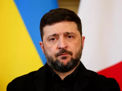 FILE PHOTO: Ukrainian President Volodymyr Zelenskiy meets with British Prime Minister Keir Starmer, French President Emmanuel Macron, and German Chancellor Friedrich Merz at 10 Downing Street, in London, Britain, December 8, 2025. REUTERS/Toby Melville/Pool/File Photo