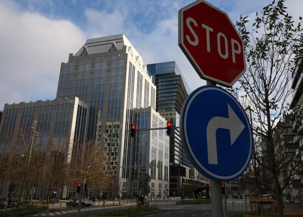 The headquarters of Euroclear, a Belgium-based central securities depository financial institution where the frozen Russian assets are held, in Brussels, Belgium December 5, 2025. REUTERS/Yves Herman