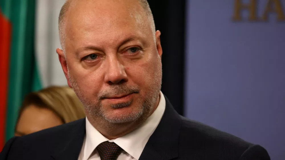 Bulgarian Prime Minister Rosen Zhelyazkov speaks to the media before announcing the resignation of his government, in Sofia, Bulgaria, December 11, 2025. REUTERS/Stoyan Nenov