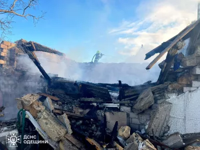 A firefighter works at the site of a Russian missile and drone strike, amid Russia's attack on Ukraine, in Odesa region, Ukraine, in this handout picture released December 13, 2025. Press service of the State Emergency Service of Ukraine in Odesa region/Handout via REUTERS  ATTENTION EDITORS - THIS IMAGE HAS BEEN SUPPLIED BY A THIRD PARTY. WATERMARK FROM SOURCE. MANDATORY CREDIT.