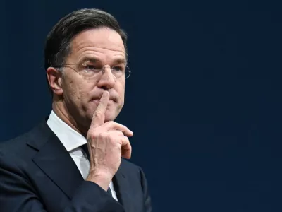 NATO Secretary General Mark Rutte gestures as he delivers a keynote address at the Bavarian State Representation, hosted by the Munich Security Conference (MSC) in Berlin, Germany December 11, 2025. REUTERS/Annegret Hilse