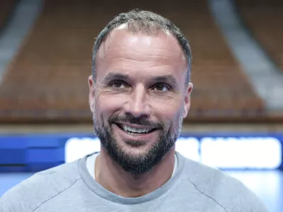 Uro&scaron; Zorman- 13.10.2025 - rokomet - novinarska konferenca Slovana iz Ljubljane pred torkovim začetkom nastopanja v skupinskem delu evropske lige - RK Slovan//FOTO: Jaka Gasar