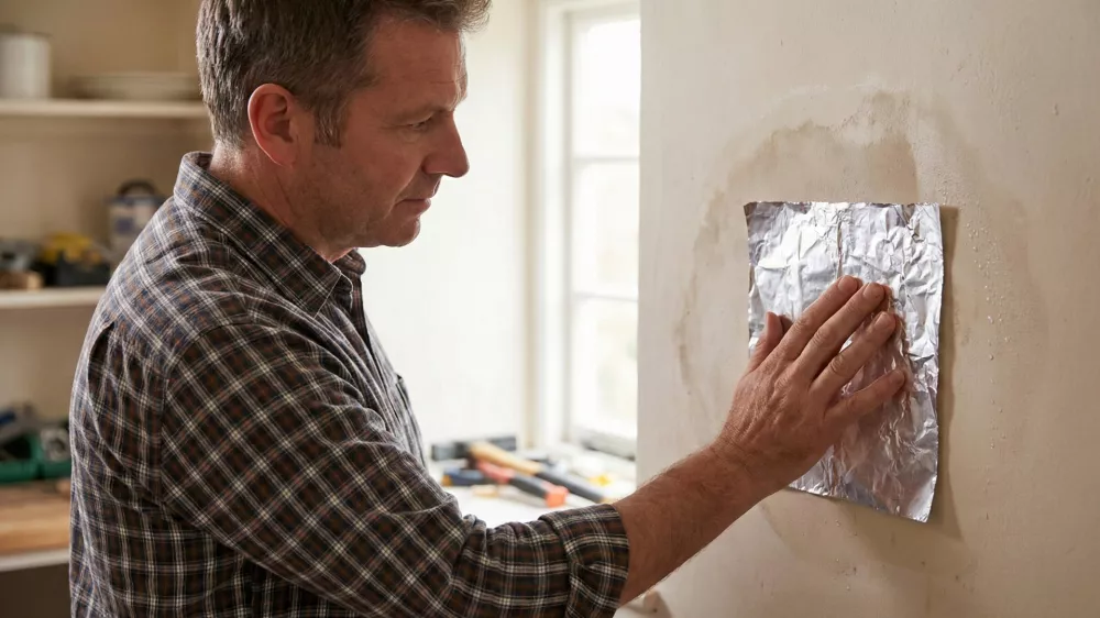 Preizkus na zidu. Folijo moramo nepredu&scaron;no zalepiti. / Foto: Google Gemini