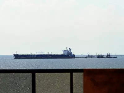 Chevron-chartered oil tanker Ionic Anax is seen near the Bajo Grande port in Venezuela's Lake Maracaibo after loading for export, in San Francisco, Zulia State, Venezuela, December 13, 2025. REUTERS/Isaac Urrutia REFILE - CORRECTING INFORMATION
