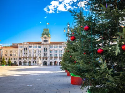 Piazza Unita d Italia square in city of Trieste christmas advent view, Friuli Venezia Giulia region of Italy