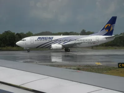 A Magni Boeing 737 taxies on a runway at Cancun airport, Quintana Roo State, Mexico, on May 26, 2019.   Magnicharters is a Mexican airline based in Mexico City which operates flights in Mexico and to/from the United States and the Dominican Republic as well as charter flights.,Image: 438620608, License: Rights-managed, Restrictions:, Model Release: no