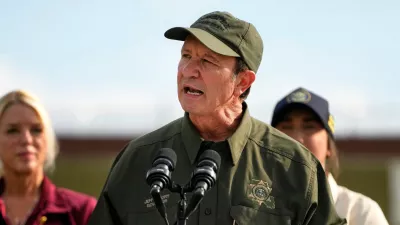 FILE - Louisiana Gov. Jeff Landry speaks to reporters at the Louisiana State Penitentiary in Angola, La., Sept. 3, 2025. (AP Photo/Gerald Herbert, File)