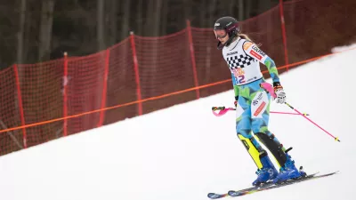 Trening slovenske zenske smucarske reprezentance v tehnicnih disciplinah. Foto: STA