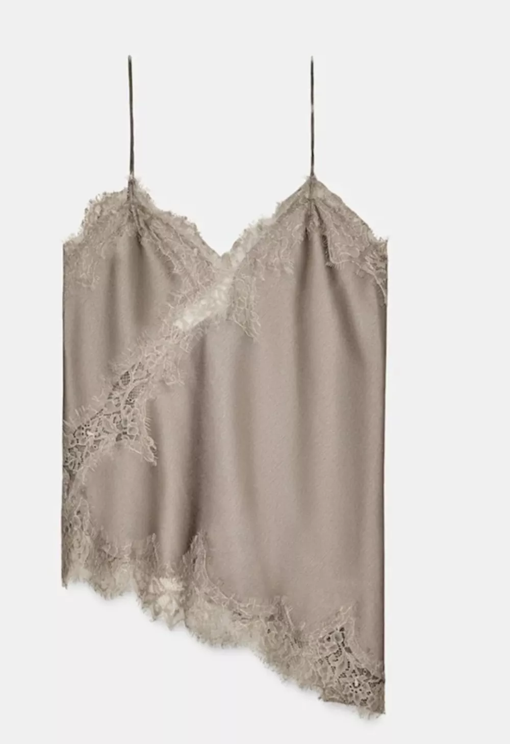 Satenasta majica brez rokavov z nekaj čipke. F Zara