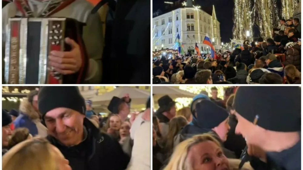 Harmonikarji na protestu v Ljubljani, december 2025Janez Jan&scaron;aPre&scaron;ernov trg