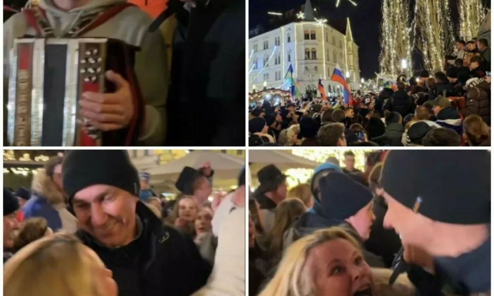 Harmonikarji na protestu v Ljubljani, december 2025Janez Jan&scaron;aPre&scaron;ernov trg