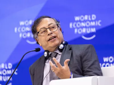 FILED - 17 January 2024, Switzerland, Davos: Colombian President Gustavo Petro speaks at an event of the World Economic Forum (WEF). Photo: Hannes P Albert/dpa