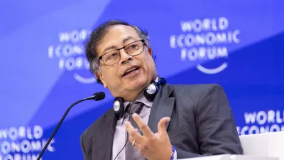 FILED - 17 January 2024, Switzerland, Davos: Colombian President Gustavo Petro speaks at an event of the World Economic Forum (WEF). Photo: Hannes P Albert/dpa